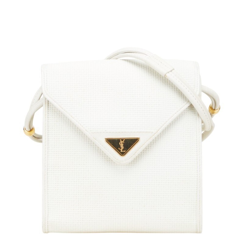 Saint Laurent YSL Monogram Shoulder Bag White Leather by SAINT LAURENT